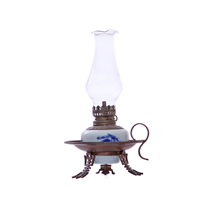 Đèn dầu thờ - dáng đèn đĩa - men lam cổ - cao 20 cm