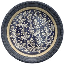 Đĩa cảnh - men rạn cổ - viền đắp nổi - vẽ ngàn hoa - đường kính 35cm