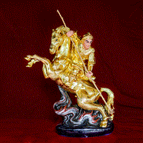 Tượng Phù Đổng Thiên Vương dát vàng, cao 58cm