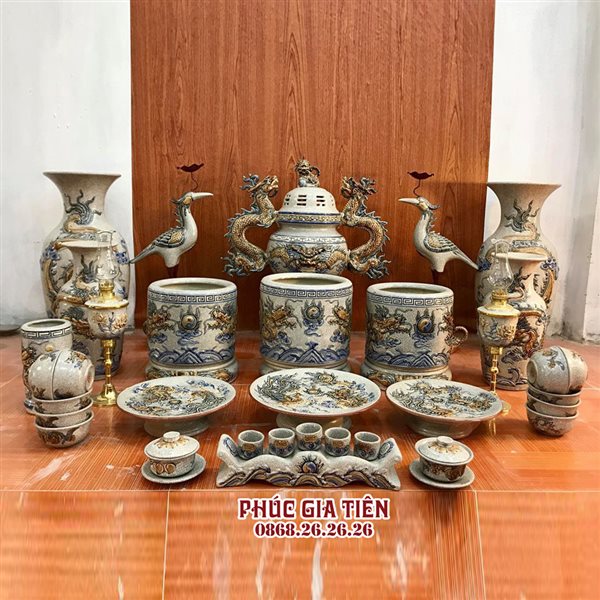 bộ đồ thờ men rạn Bát Tràng