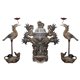 Đỉnh thờ tam sự đắp nổi men rạn cổ - cao 45 cm